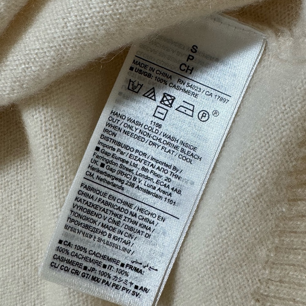 BR Banana Republic S Mock Neck Long Wide Sleeve Ivory Cashmere Sweater Oversized - Picture 5 of 12